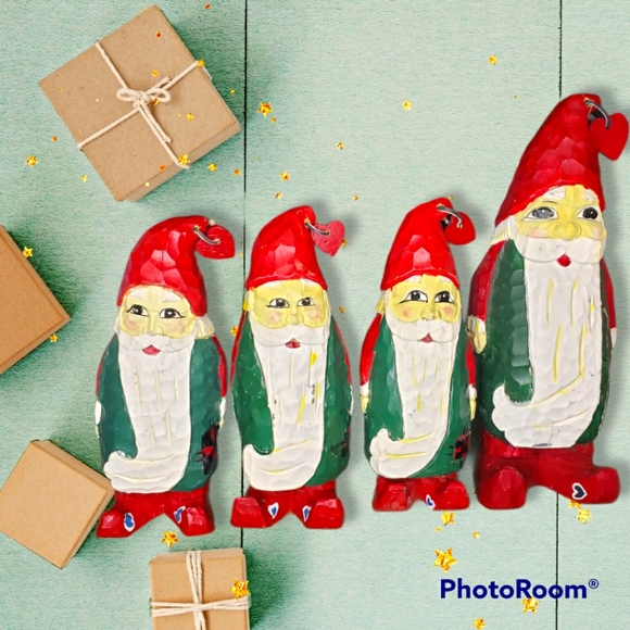 4 Vintage Jim Shore Hand-Crafted & Painted Gnomes Elfs Figurines